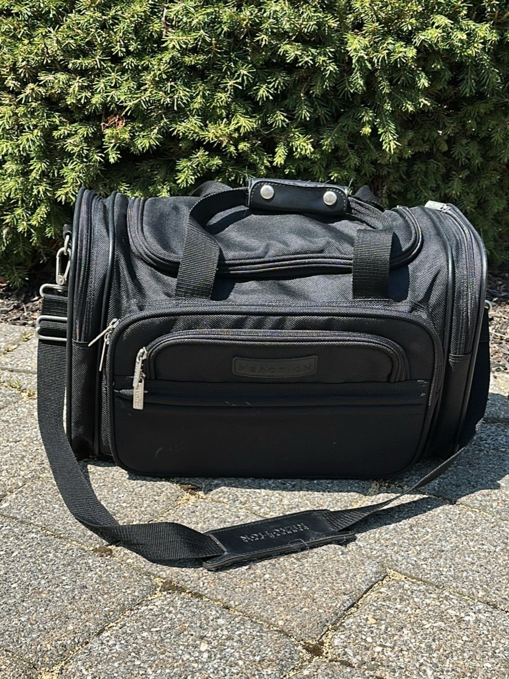 Kenneth Cole Reaction Black Duffel Bag with Shoulder Strap